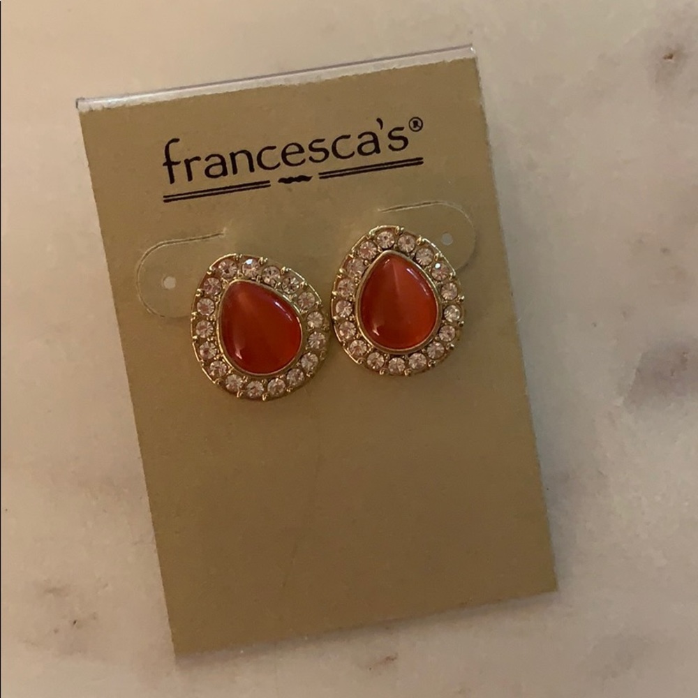 Francesca’s Cateye Stone Earrings with Pave Trim